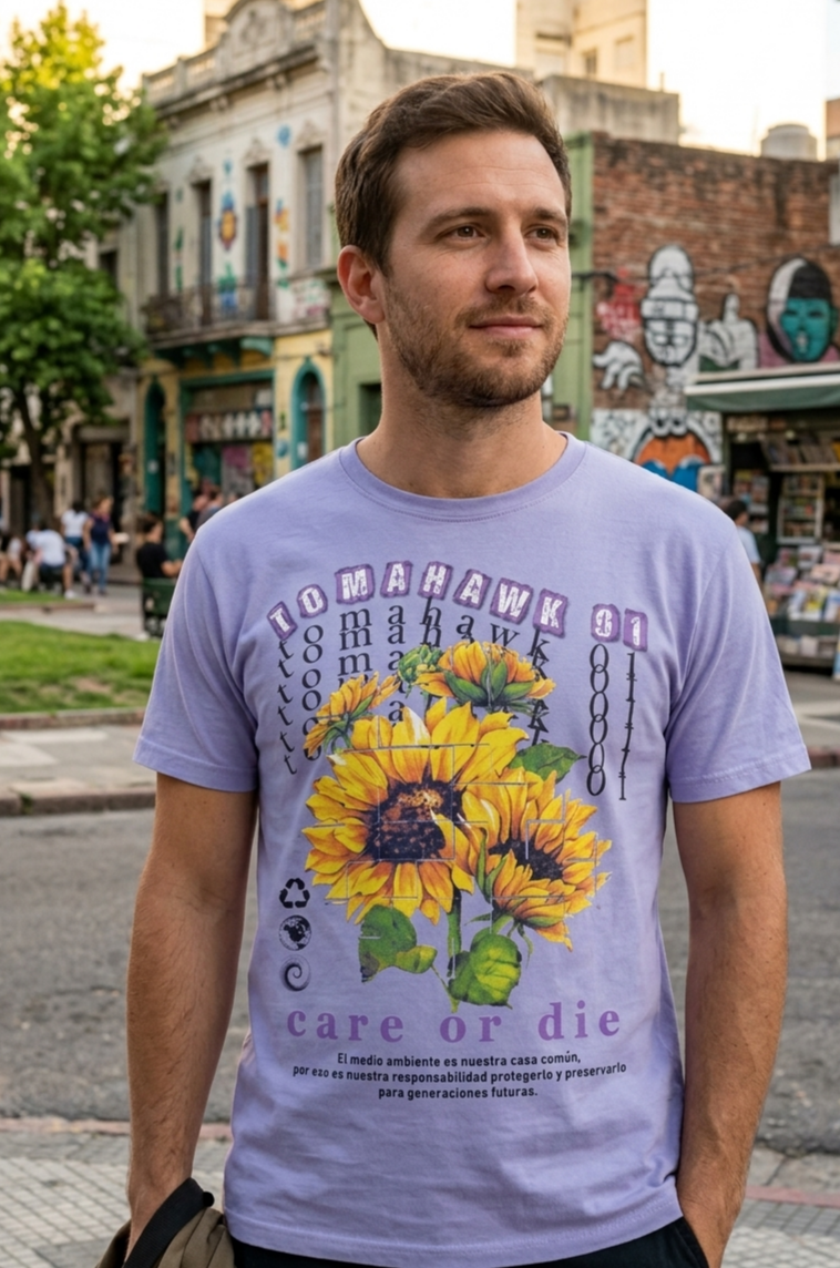 Camiseta "Care" color morado