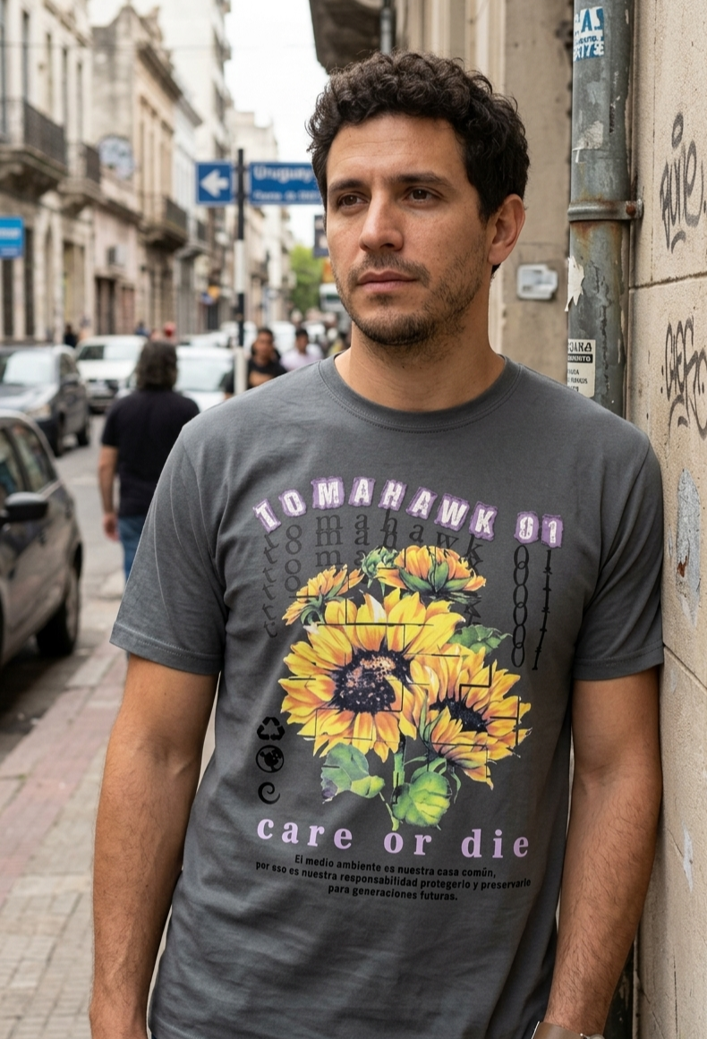 Camiseta "Care" color carbón