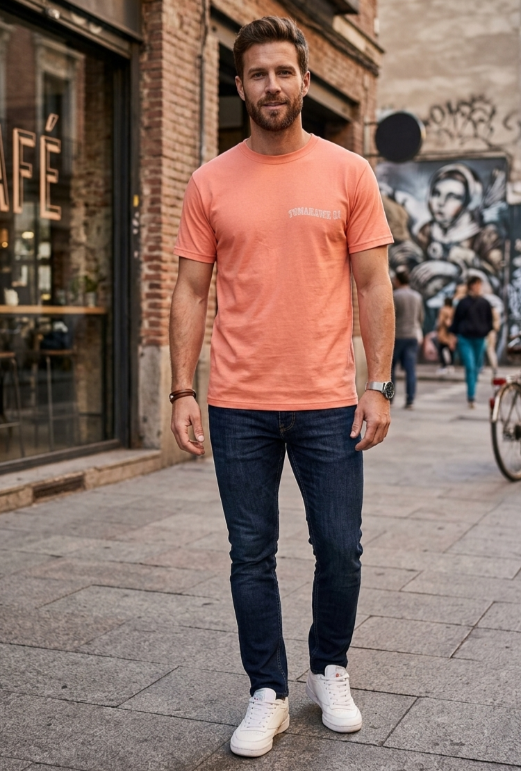 Remera "Handle" colr coral