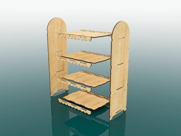 Exhibidor de 38x20x12cm con decoración flequillo