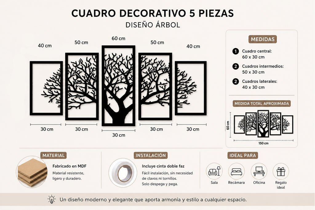 Cuadro de Árbol en 5 partes