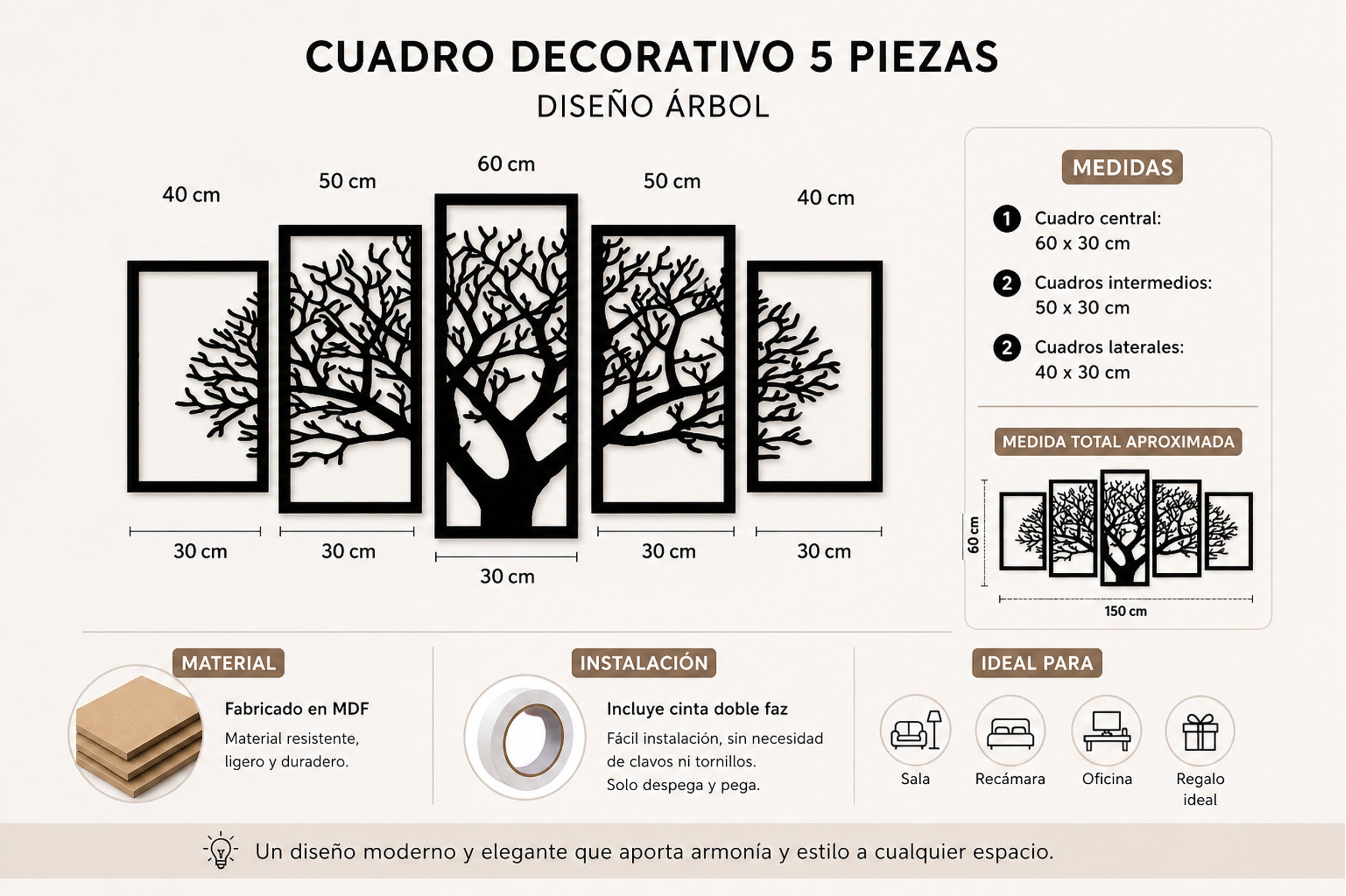 Cuadro de Árbol en 5 partes
