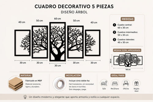 Cuadro de Árbol en 5 partes
