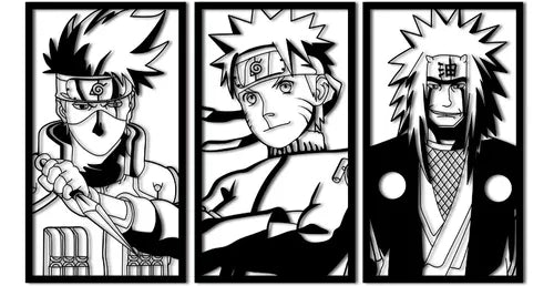 Cuadro decorativo Tríptico de la serie Naruto 60x105cm