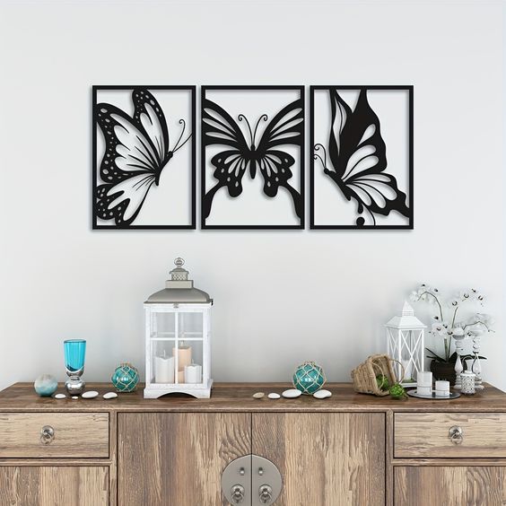 Cuadros tríptico  de mariposas #1
